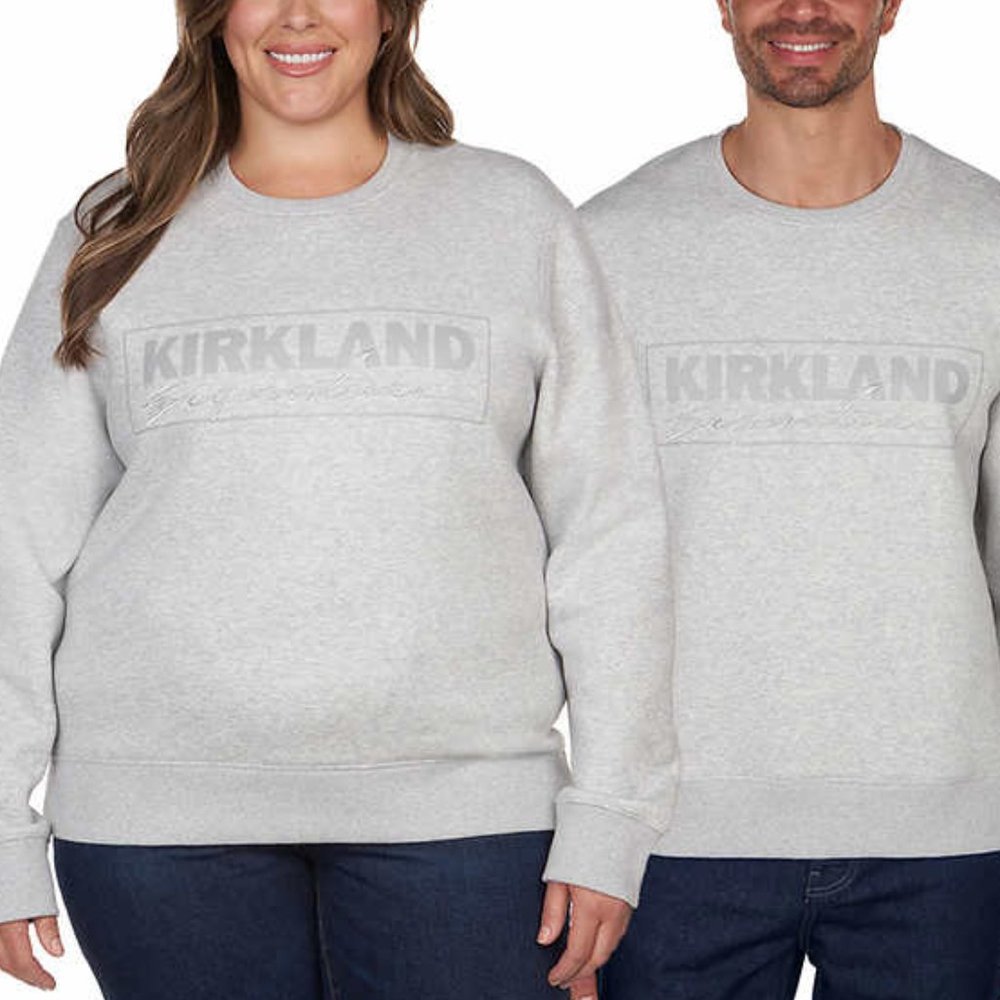 Kirkland Signature Unisex Logo Gray Crewneck NWT Size Men's XS/Ladies' S